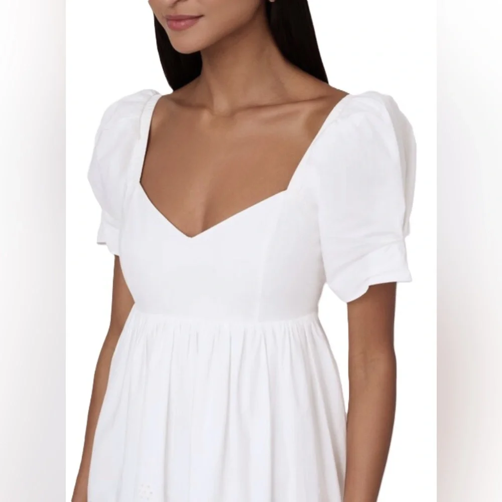 ADRIANNA PAPELL Cotton Eyelet Puff Sleeve Summer Dress NWT
